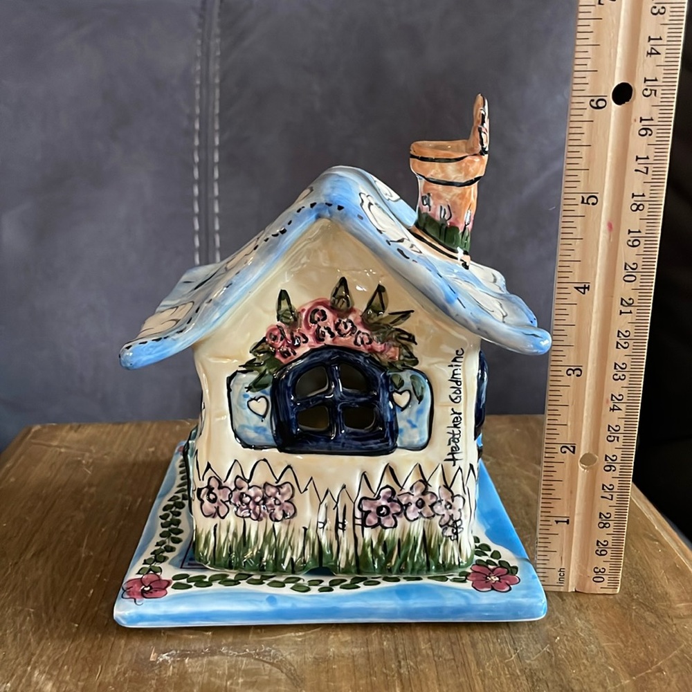 🌎Blue Sky Clayworks Tea Light House Heather Goldminc Little Bit of Heaven 2001 - Picture 14 of 16